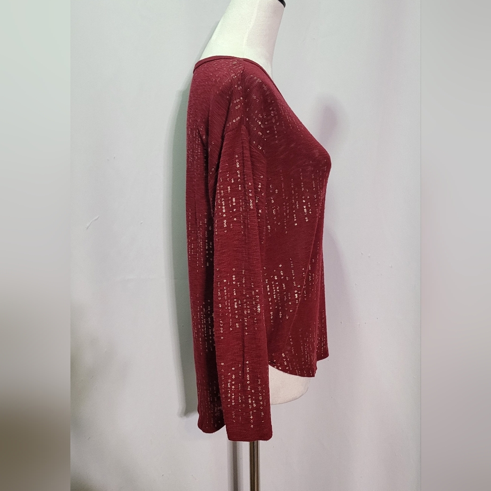 No Boundaries Juniors Burgundy Red Long Sleeve Tunic Top Size Small (3-5) - Picture 5 of 9